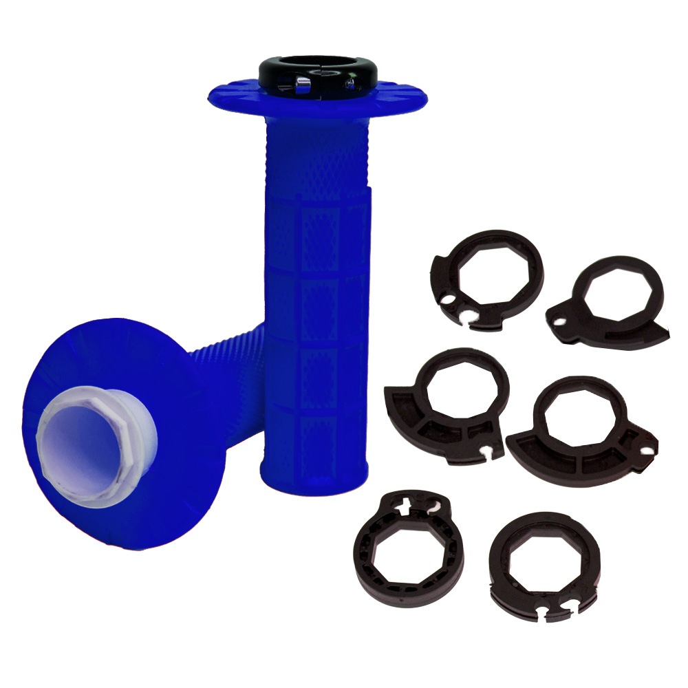 HANDLEBAR GRIPS APICO LOCK ON FULL DIAMOND HALF WAFFLE BLUE